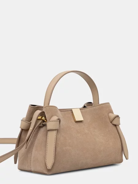 Yuzefi чанта crossbody дамска от велур GYOZA MINI бежово