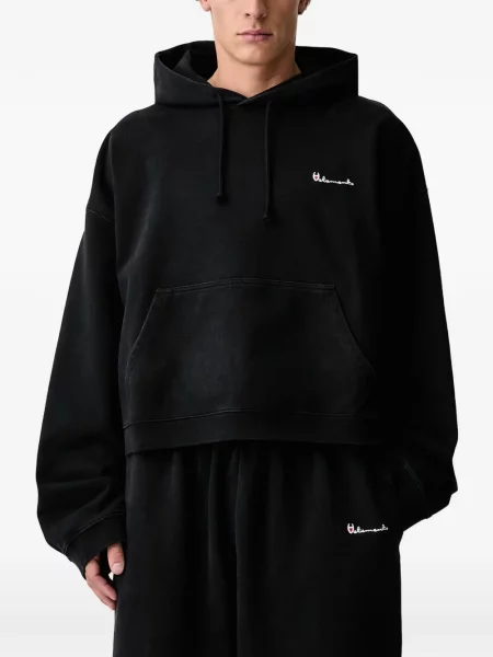 Decupat hanorac cu glugă Vetements cu broderie negru