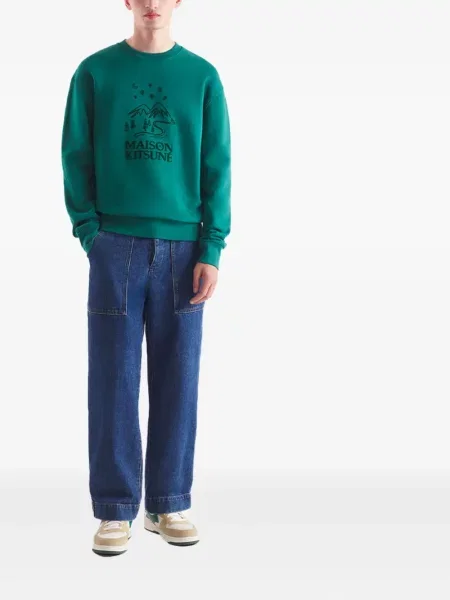 Hanorac Maison Kitsune cu imagine verde