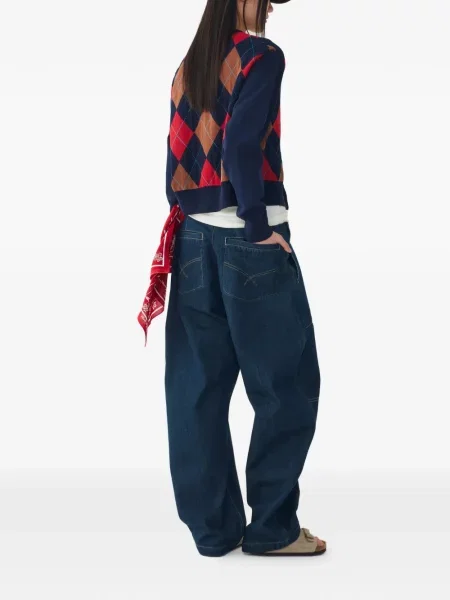 Kardigan Tomboy z wzorem argyle niebieski