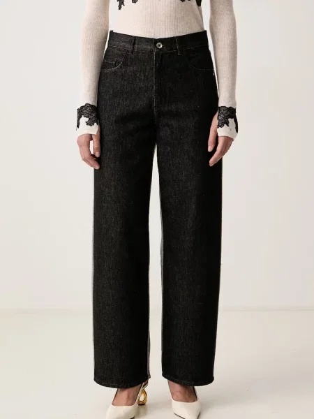 Patrizia Pepe blugi wide leg pentru femei negru