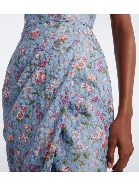 Rochie Markarian cu model floral din dantelă albastru
