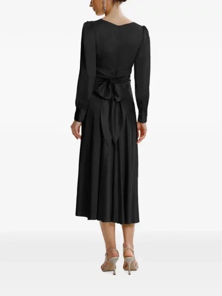Lung rochie midi Framboise cu decolteu în V negru
