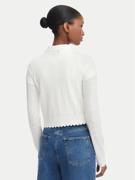 Tommy Jeans Kardigán Pointelle fehér