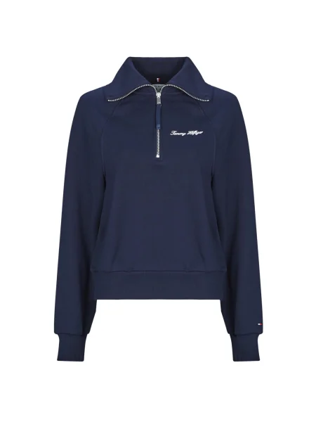 Hanorac din fleece Tommy Hilfiger din fleece clasic de jumătate de fermoar albastru