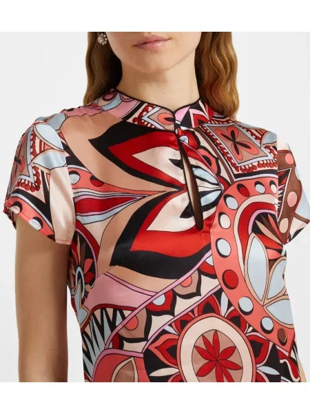 Rochie Rixo de mătase cu imagine roșu