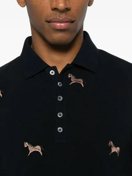 Polo Thom Browne cu broderie albastru