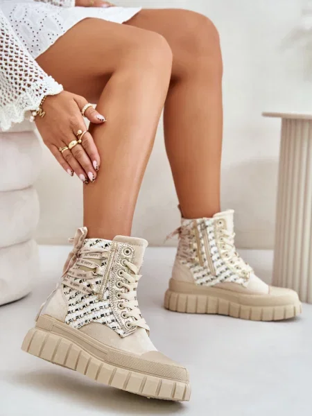 Sneakerși Kesi cu platformă bej