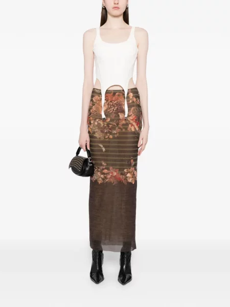 Fustă Jean Paul Gaultier cu model floral cu imagine maro
