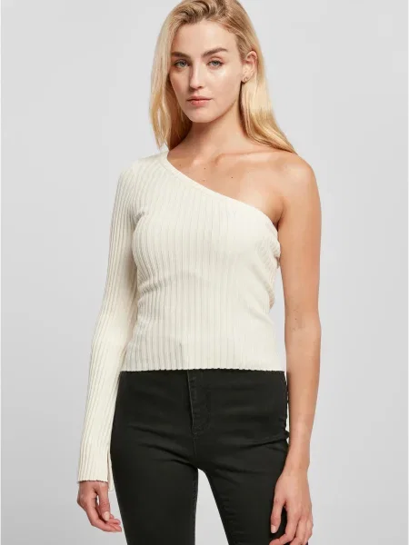 Pulover Urban Classics tricotate scurt alb