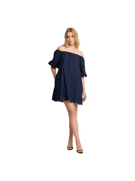 Mała mały sukienka mini Kocca z odkrytymi ramionami niebieska