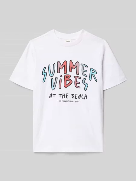 T-shirt o kroju regular fit z czystej bawełny S.oliver Red Label biała