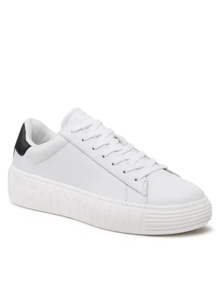 Кожени маратонки Tommy Jeans LEATHER OUTSOLE бяло
