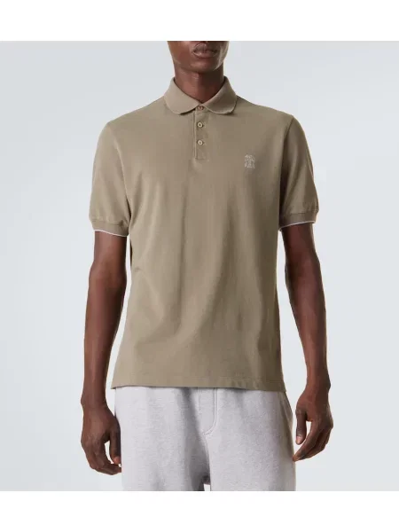 Koszulka polo Brunello Cucinelli z logo szara