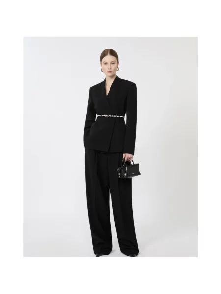 Spodnie Max Mara Studio skórzane czarne