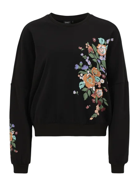 Only Tall Mikina zelená / světle fialová / oranžová černá