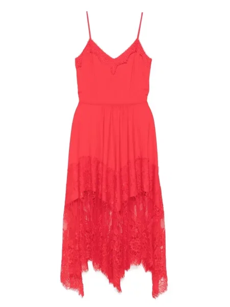 Rochie midi Nissa din dantelă până la genunchi de costum roșu