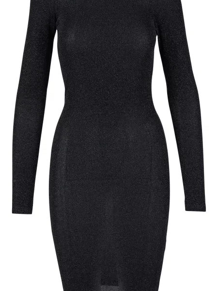 Obleka dolgo maxi obleka Urban Classics z dolgimi rokavi črna