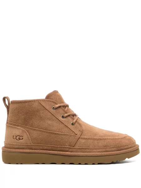 Botine Ugg cu șireturi din piele de căprioară maro