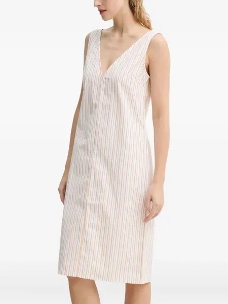 Prugasta odgovarati mini haljina Day Birger Et Mikkelsen s V-izrezom bijela