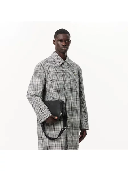 Lacoste Unisex Chantaco Matowa Przeszywana Skórzana Torba Na Ramię Z Zamkiem Błyskawicznym czarna
