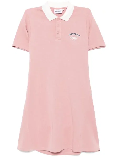 Rochie Chocoolate cu broderie de costum roz