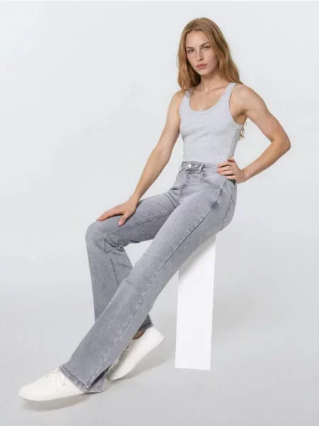 Джинси flare з низькою посадкою сірий