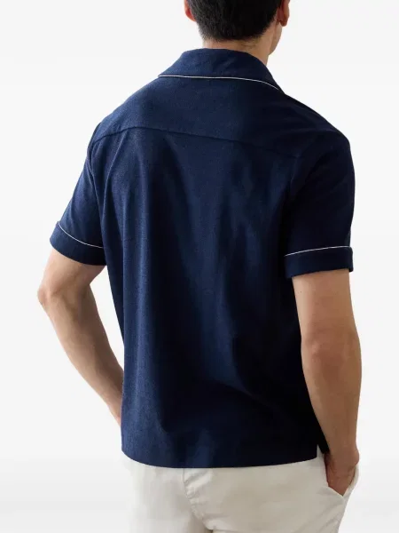 Krátká košile Ralph Lauren Purple Label s výšivkou modrá