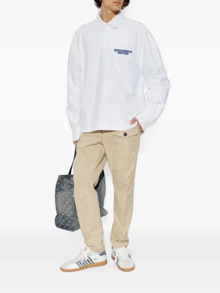 Lung tricou polo Dsquared2 cu imagine alb