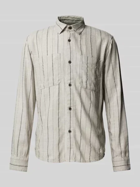 Koszula casualowa o kroju relaxed fit z mieszanki z dodatkiem lnu Tom Tailor Denim beżowa
