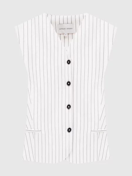 Жилет VANUA з льоном в смужку Lou Lou Studio білий