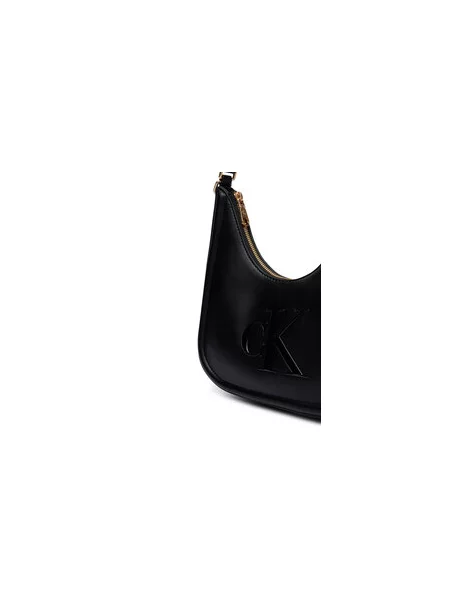 Calvin Klein Torbica Bold Ck Small Crescent crna