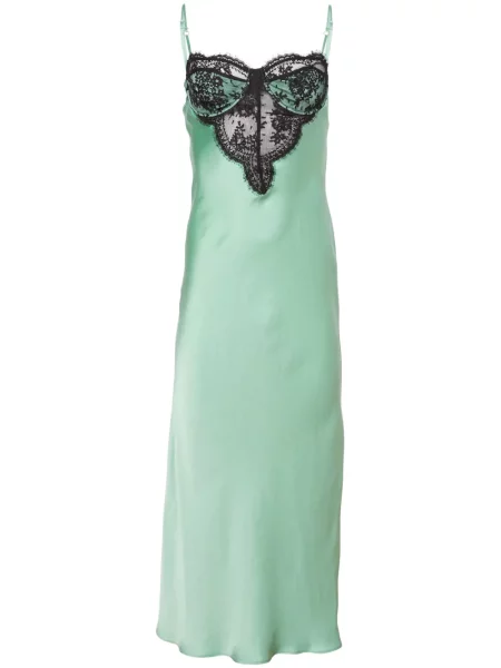 Rochie Fleur Du Mal de mătase de costum verde