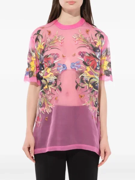 Tricou Givenchy cu model floral cu imagine roz