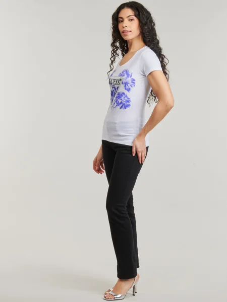 Tricou Guess cu model floral alb
