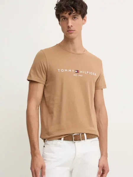 Тениска Tommy Hilfiger бежово