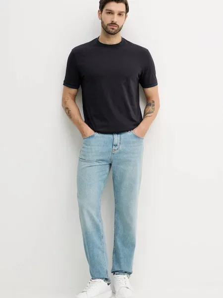 Armani Exchange t-shirt gładki granatowy