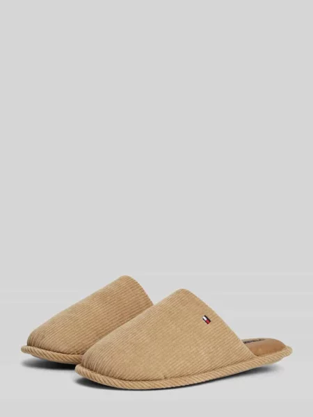 Tommy Hilfiger kapcie CORDUROY HOUSE SHOES brązowe