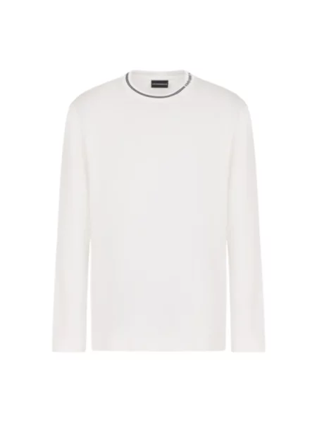 Sweter Emporio Armani z długim rękawem z dżerseju biały