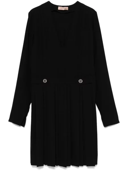 Rochie mini Twinset plisată din crep de costum negru