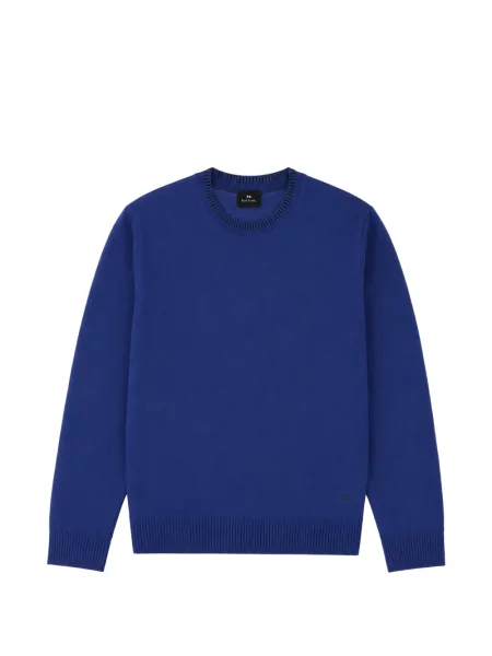 Pulover Ps Paul Smith de lână cu decolteu rotund albastru