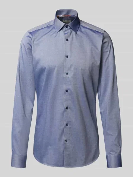 Koszula biznesowa o kroju slim fit z bardzo długim rękawem Olymp Level Five granatowa
