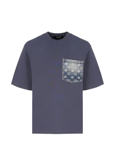Tričko Dsquared2 s oděrkami modré