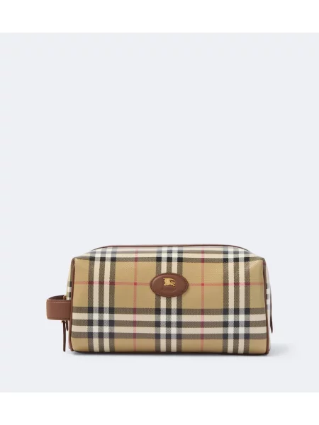 Geantă Burberry în carouri din canvas maro