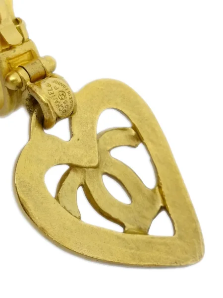Náušnice Chanel Pre-owned se srdcovým vzorem zlaté