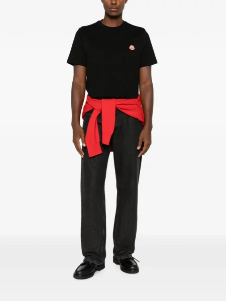 Majica Moncler s okruglim izrezom s autogramom crna