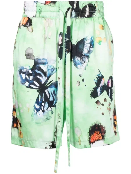Pantaloni scurți Nahmias de mătase cu imagine verde