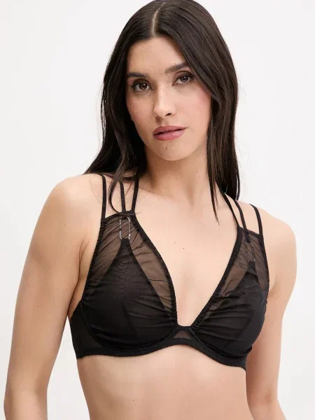 Сутиен Zhilyova Solace от полупрозрачна материя с изчистен дизайн черно