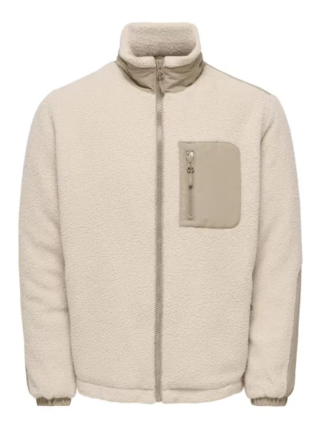 Only & Sons Jachetă fleece ONSTYRO crem / kitt alb