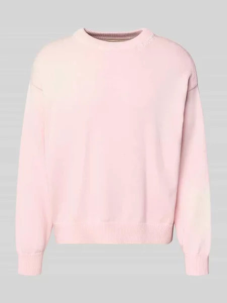 Sweter z dzianiny z prążkowanymi wykończeniami Another Cotton Lab różowy
